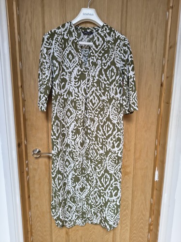 Olive and white - white, linen
