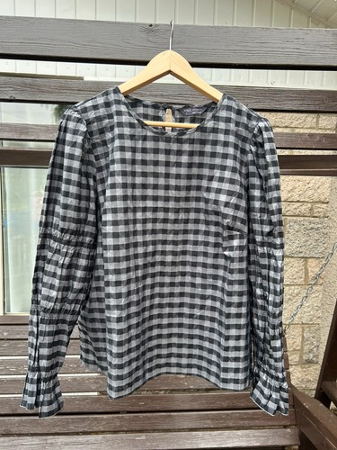 Grey checked blouse size - -,