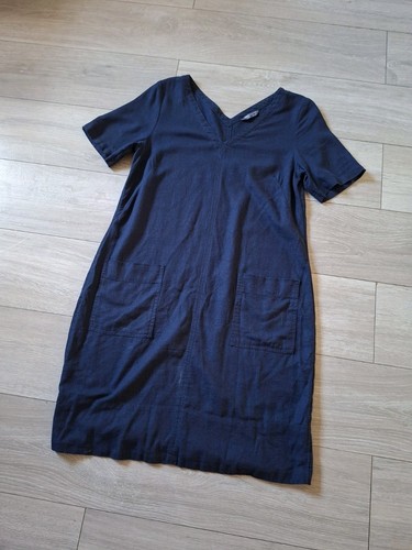 Navy blue linen mix tunic - blue,
