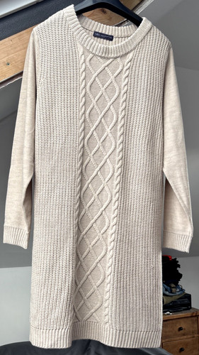 Ladies cable knit jumper dress - cable,